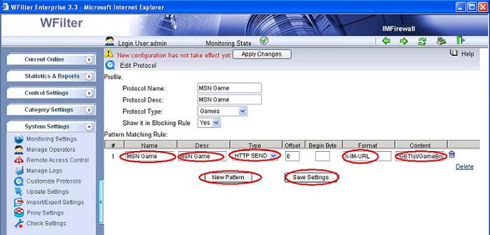 How to block MSN online game with WFilter?